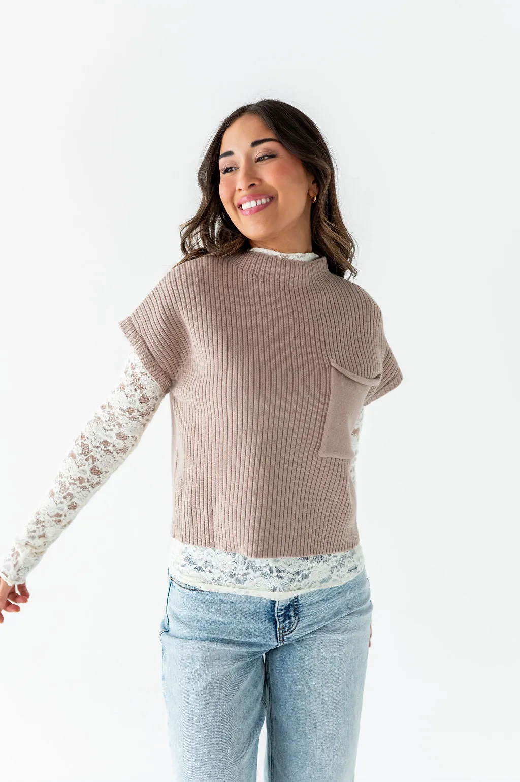 Ariana Sheer Lace Top in Cream