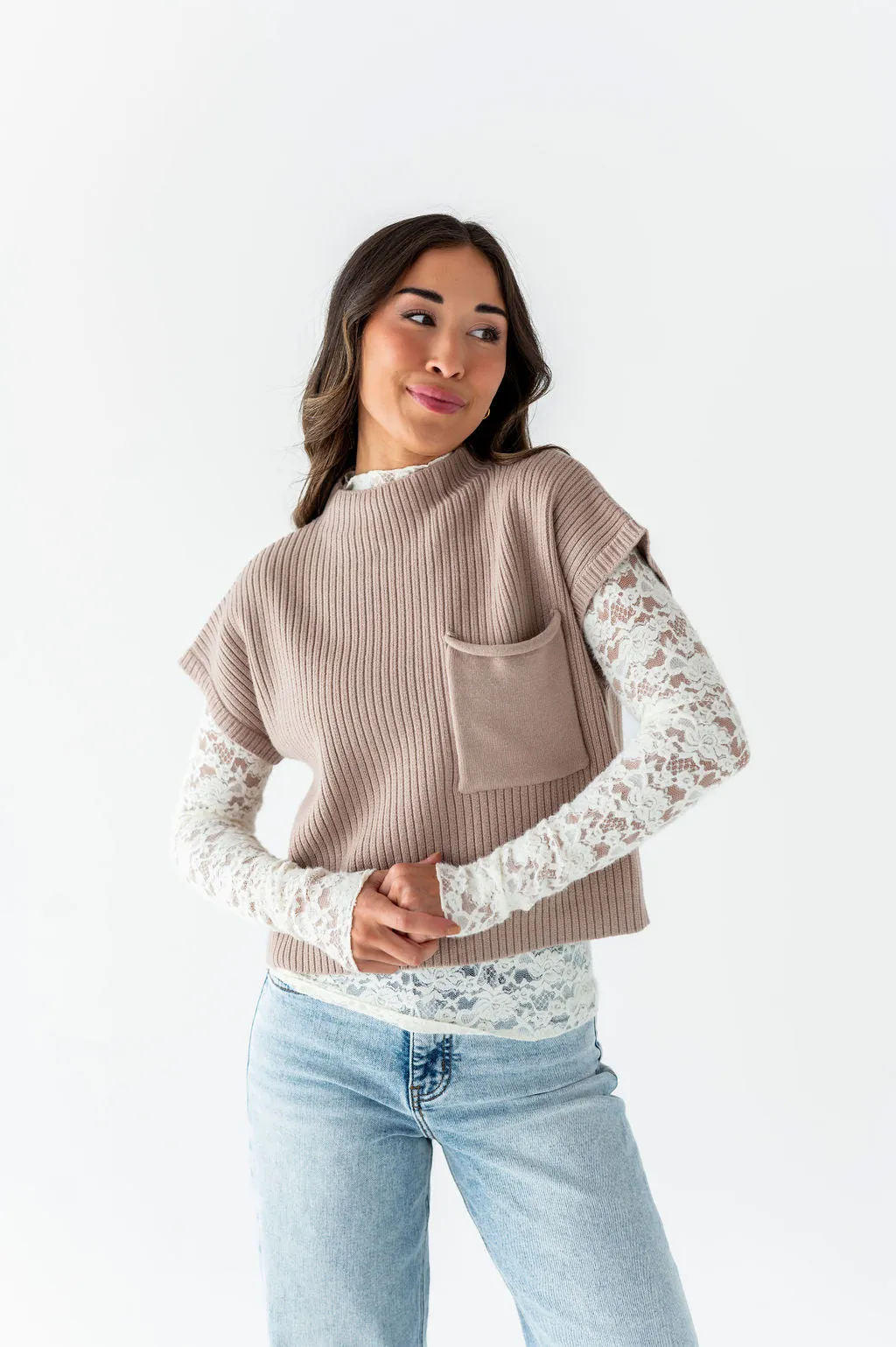 Ariana Sheer Lace Top in Cream