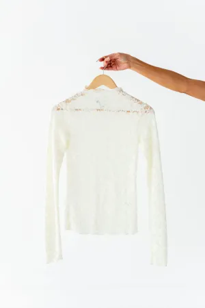 Ariana Sheer Lace Top in Cream
