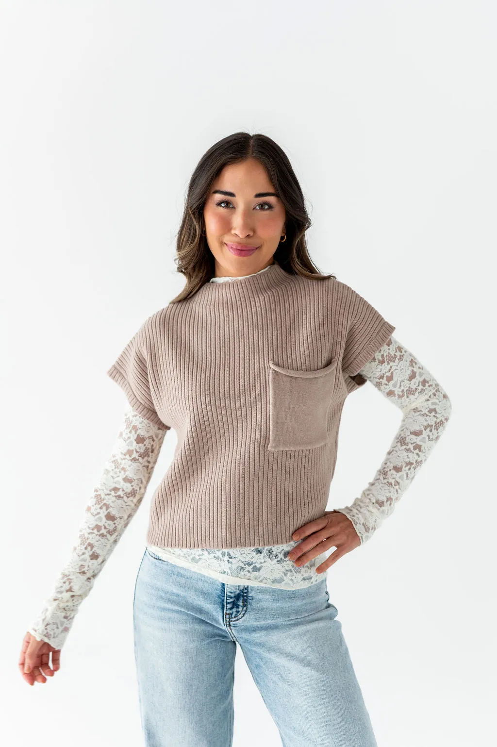 Ariana Sheer Lace Top in Cream