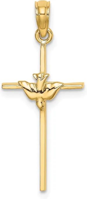 Avariah 14K Yellow Gold Dove On Stick Cross Charm - 28.2mm