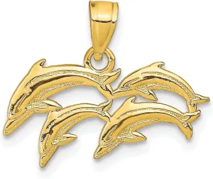 Avariah Solid 10k Yellow Gold Dolphin Charm - 15mm