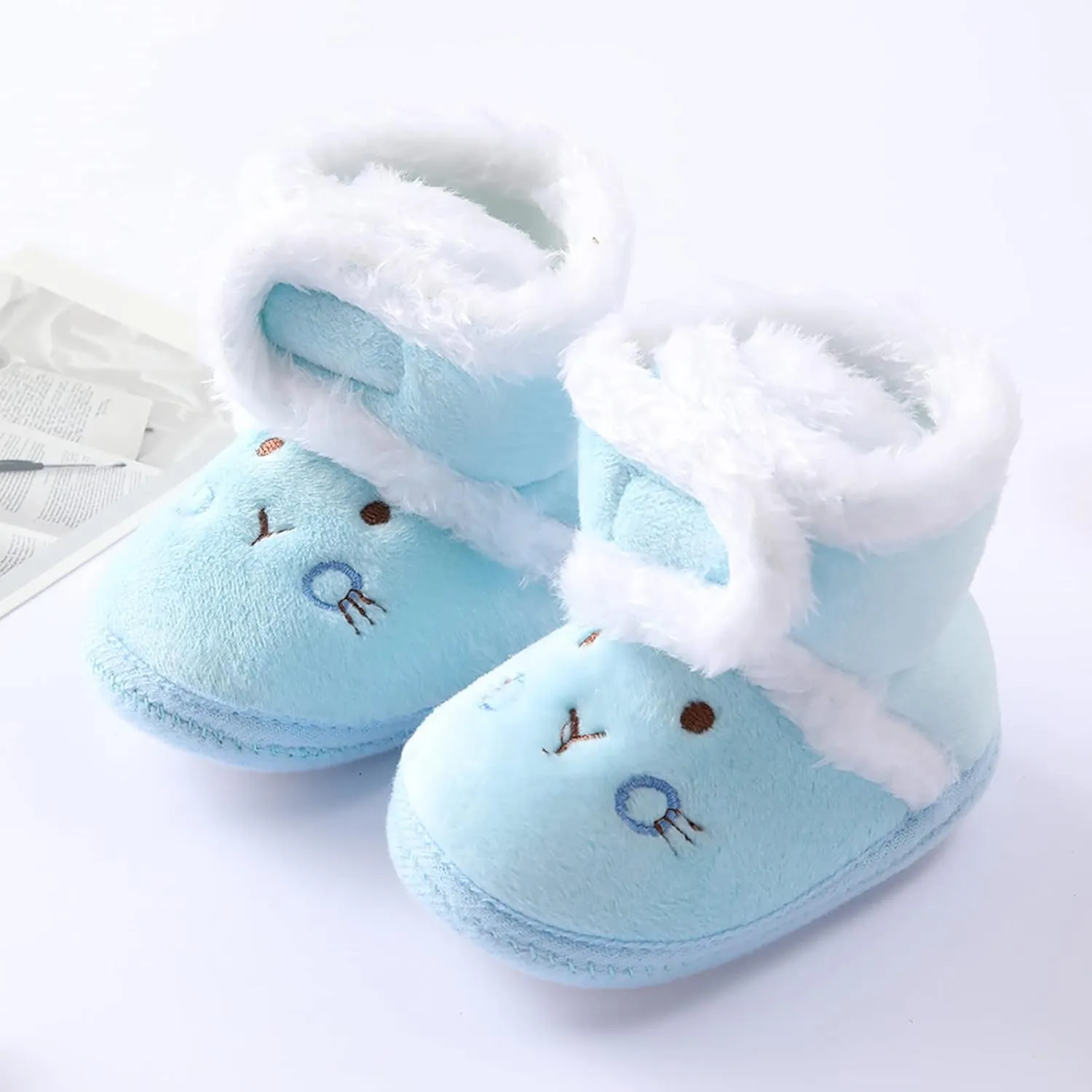 Baby Boys Girls Winter Warm Shoes Cozy Fleece Snow Boots Toddler Slippers Non-Slip Walking Shoes Infant Outdoor