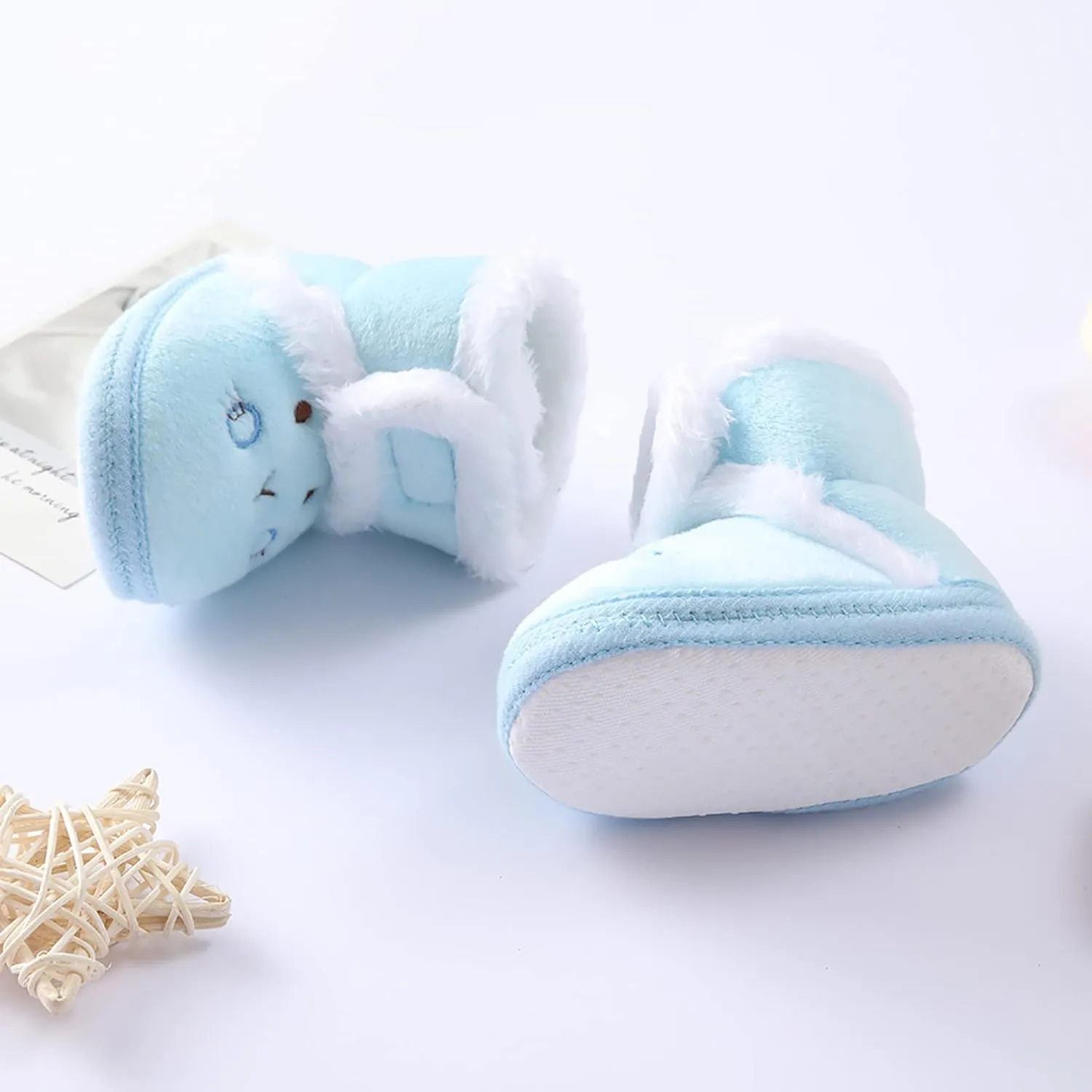 Baby Boys Girls Winter Warm Shoes Cozy Fleece Snow Boots Toddler Slippers Non-Slip Walking Shoes Infant Outdoor