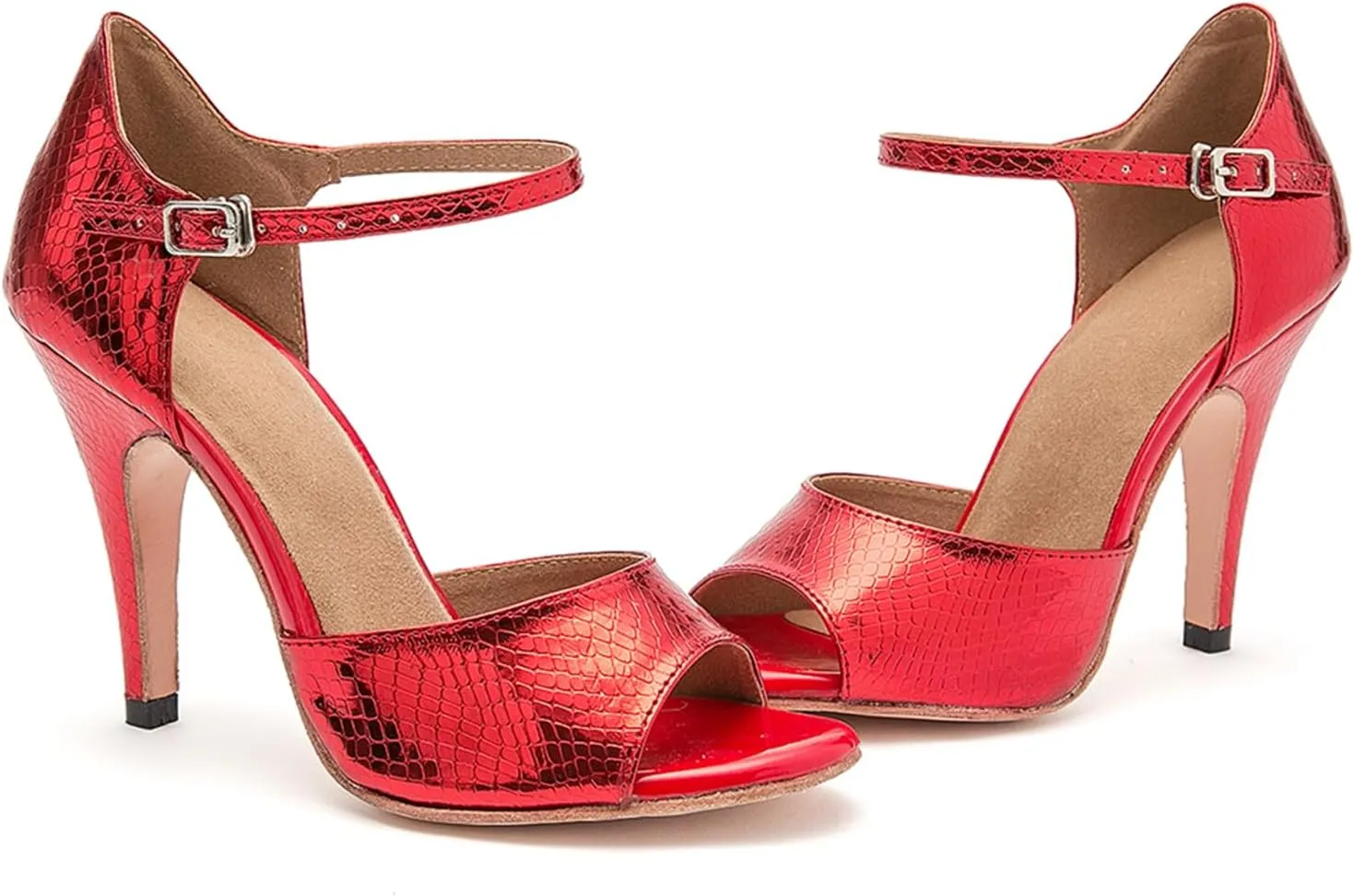 Ballroom Dancing Shoes for Women Snakeskin Stiletto High Heel Party Wedding Sandals