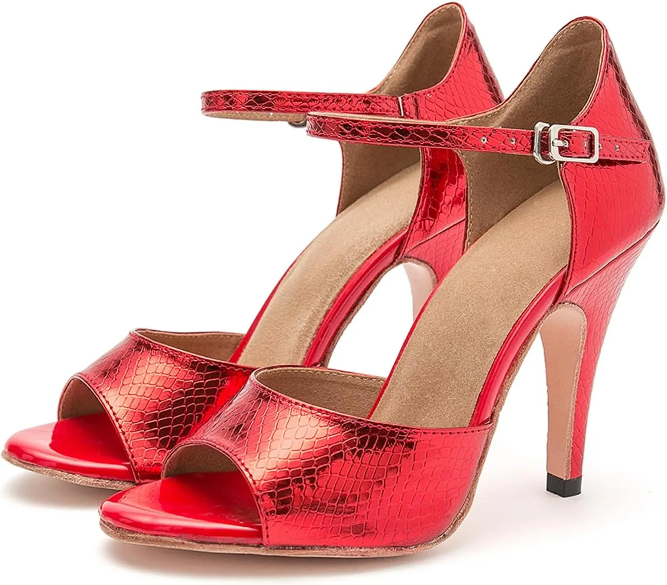 Ballroom Dancing Shoes for Women Snakeskin Stiletto High Heel Party Wedding Sandals