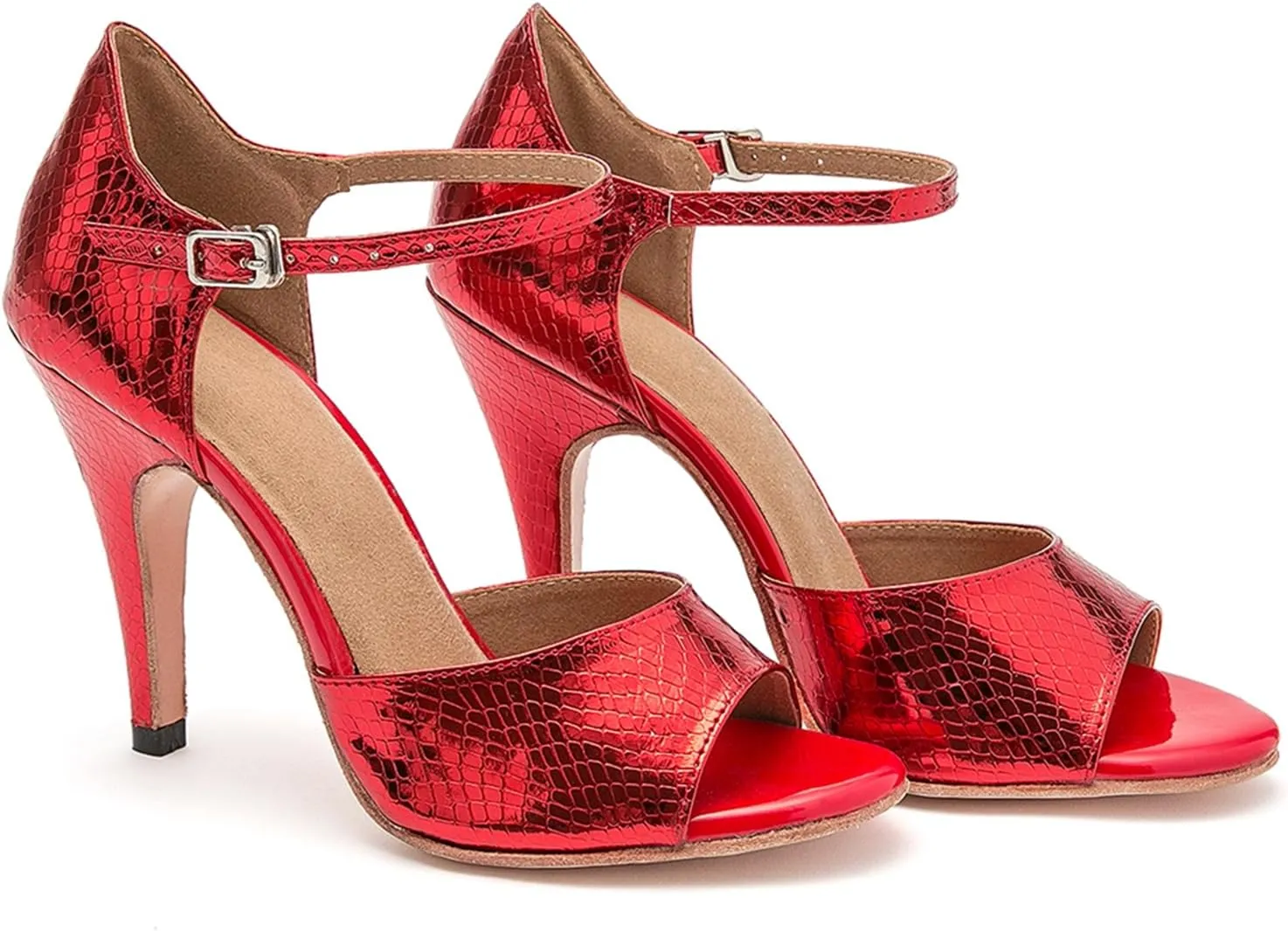 Ballroom Dancing Shoes for Women Snakeskin Stiletto High Heel Party Wedding Sandals