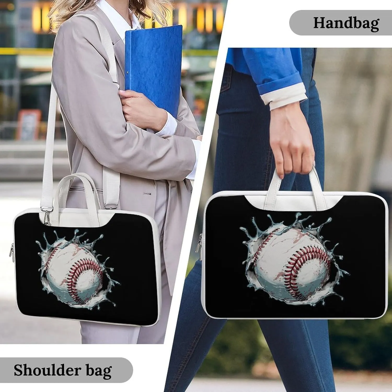 Baseball Print Laptop Tote Bag Waterproof Computer Carrying Case Business Office Briefcase