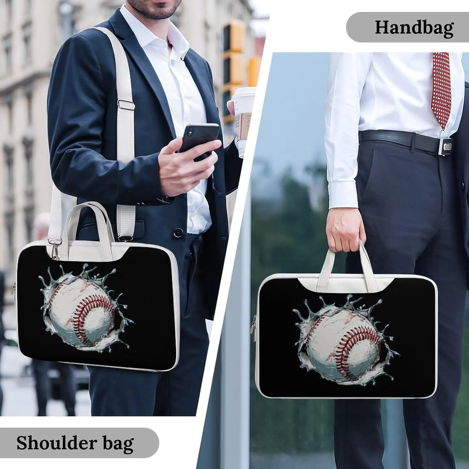 Baseball Print Laptop Tote Bag Waterproof Computer Carrying Case Business Office Briefcase