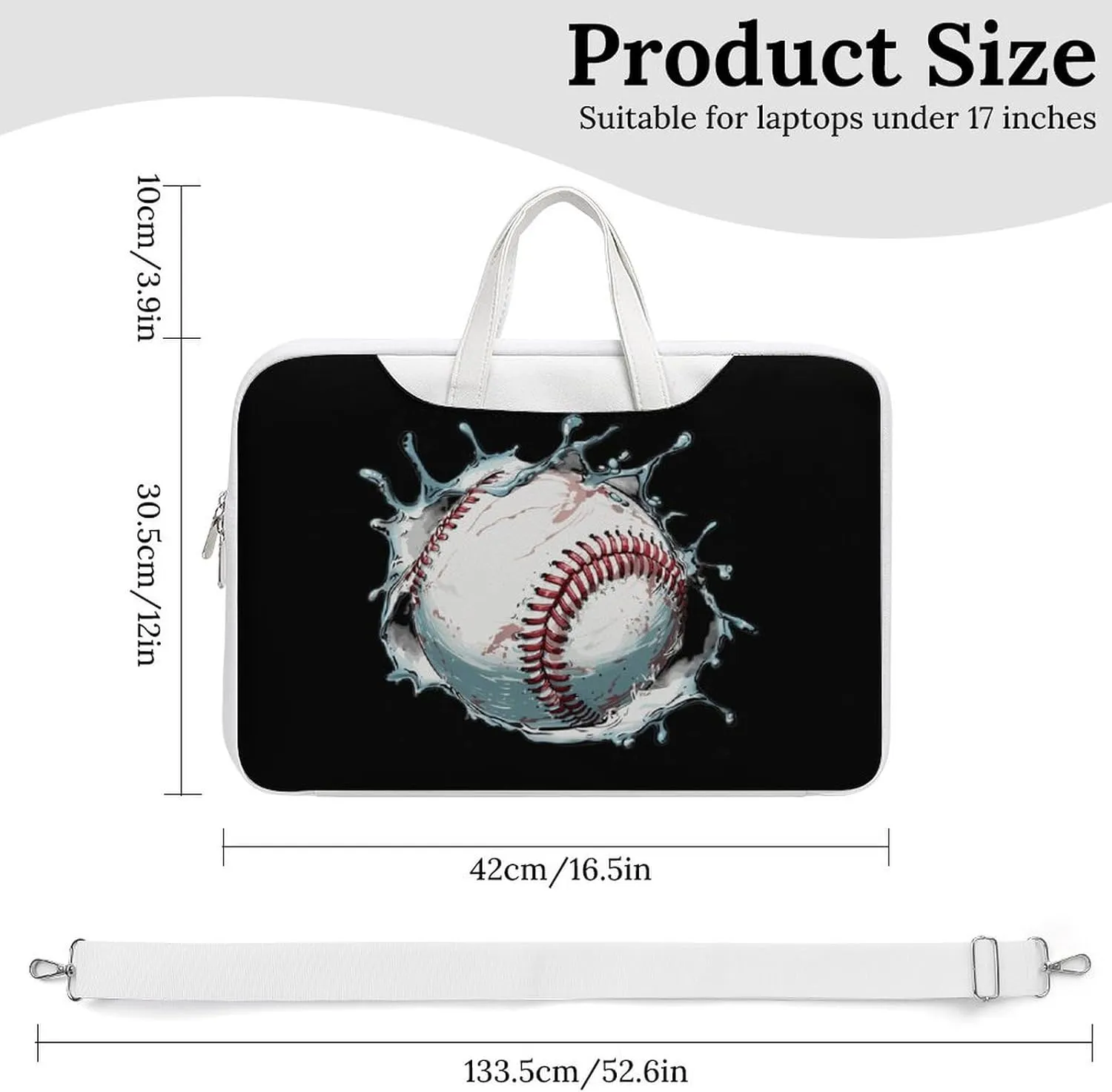 Baseball Print Laptop Tote Bag Waterproof Computer Carrying Case Business Office Briefcase