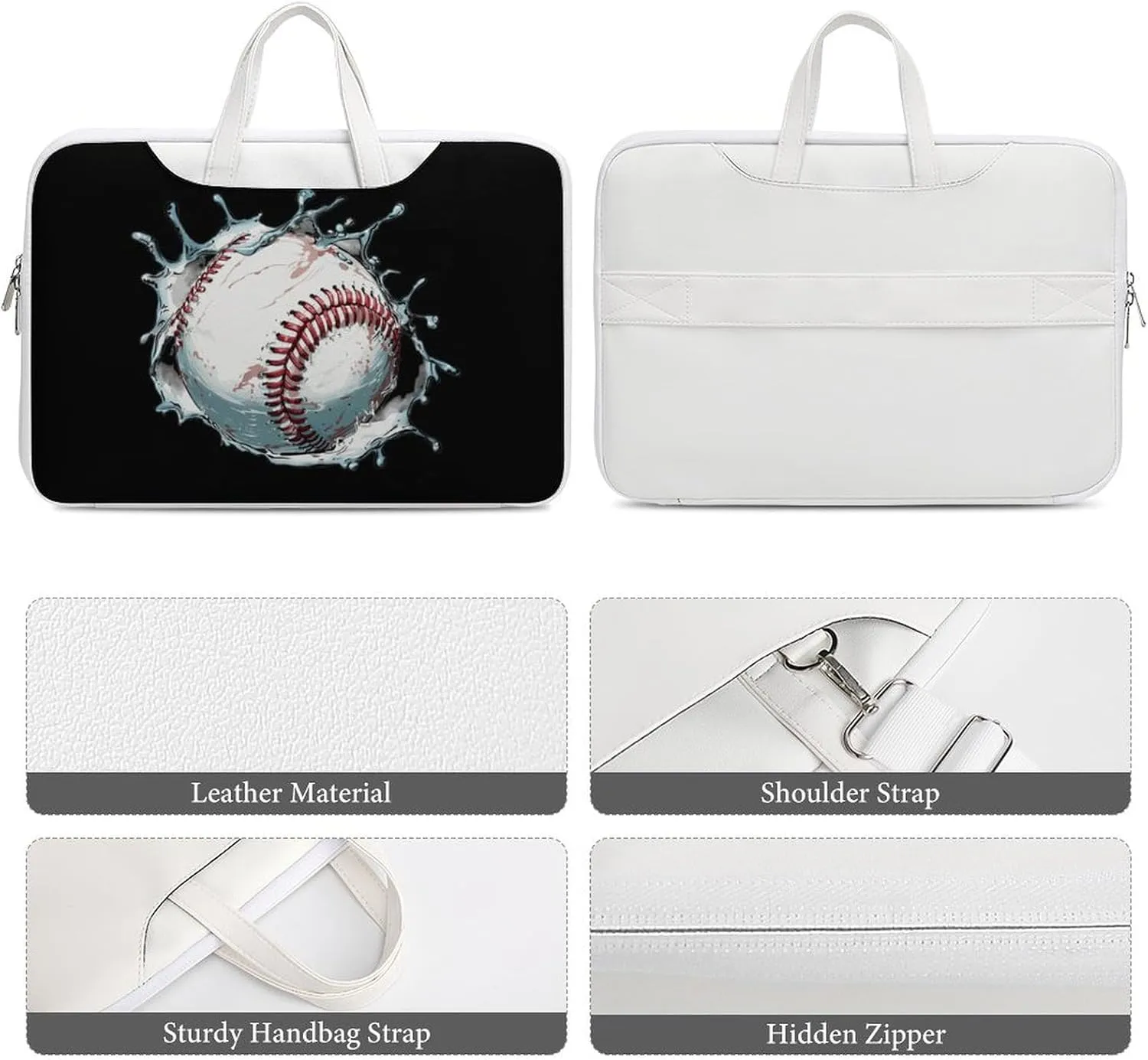 Baseball Print Laptop Tote Bag Waterproof Computer Carrying Case Business Office Briefcase