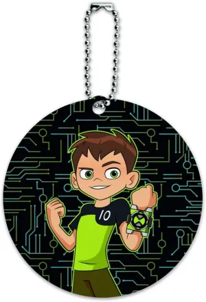 Ben 10 Ben Tennyson Round Luggage ID Tag Card Suitcase Carry-On