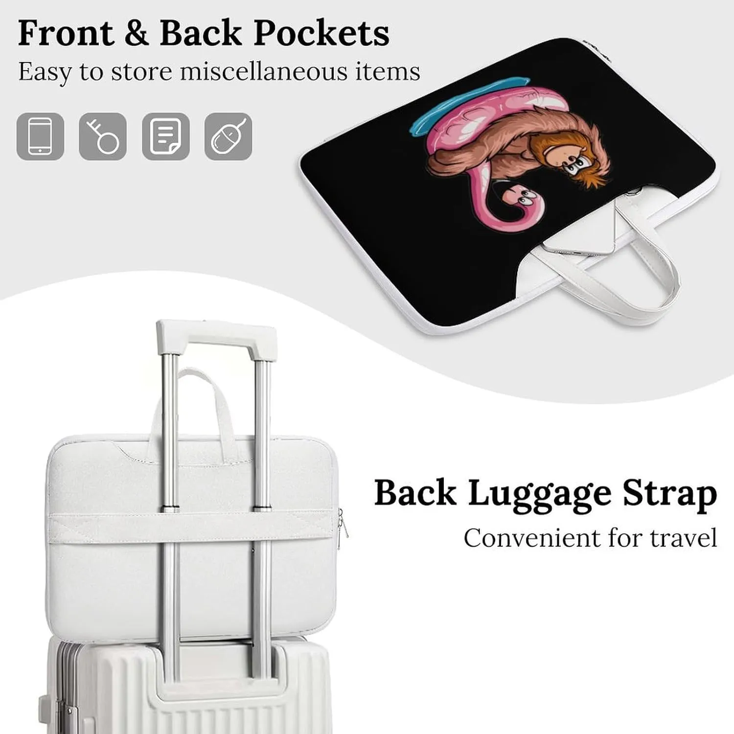 Bigfoot Sasquatch Pool Party Flamingo Laptop Tote Bag Waterproof Computer Carrying Case Business Office Briefcase