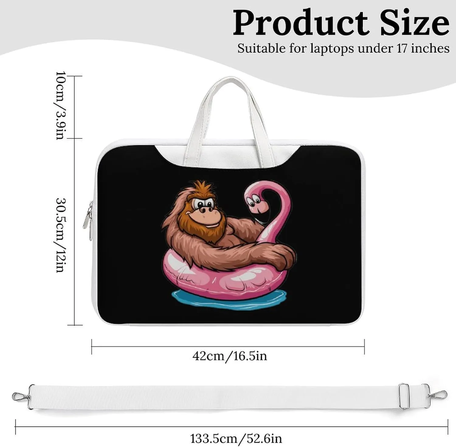 Bigfoot Sasquatch Pool Party Flamingo Laptop Tote Bag Waterproof Computer Carrying Case Business Office Briefcase