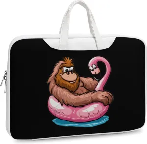 Bigfoot Sasquatch Pool Party Flamingo Laptop Tote Bag Waterproof Computer Carrying Case Business Office Briefcase