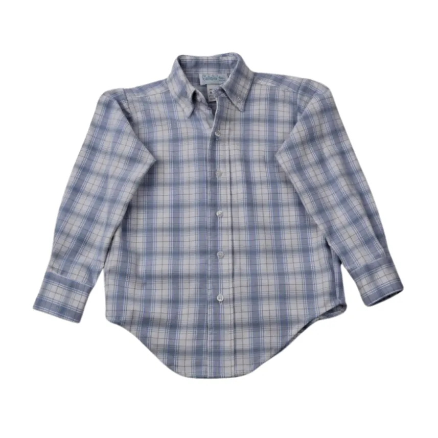Blue And Tan Plaid Button Down Shirt