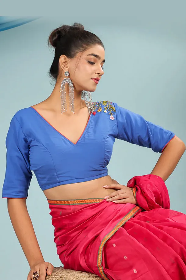 Blue Hand Embroidered Blouse