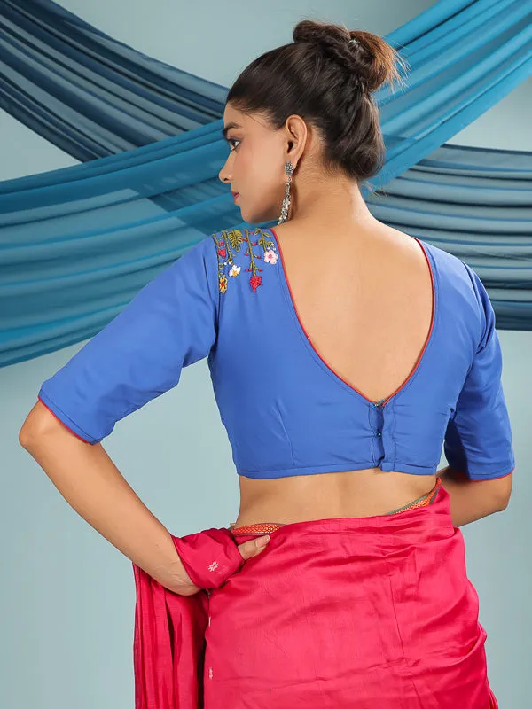 Blue Hand Embroidered Blouse