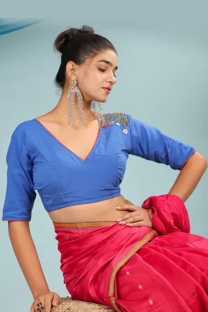 Blue Hand Embroidered Blouse