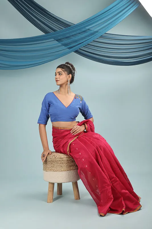 Blue Hand Embroidered Blouse