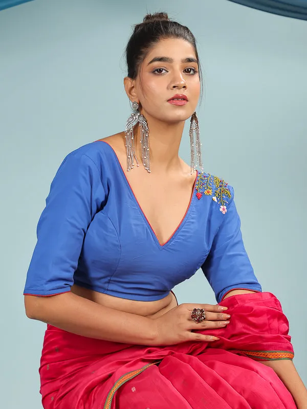 Blue Hand Embroidered Blouse
