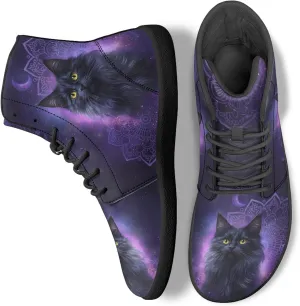 Boho Mandala Print Unisex Barefoot Shoes PU Leather High Top Barefoot Sneakers for Outdoor