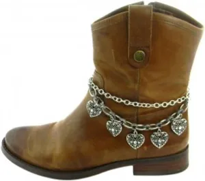 Boot Chain Anklet Jewelry with Filigree Heart Charms Pendants Beautiful