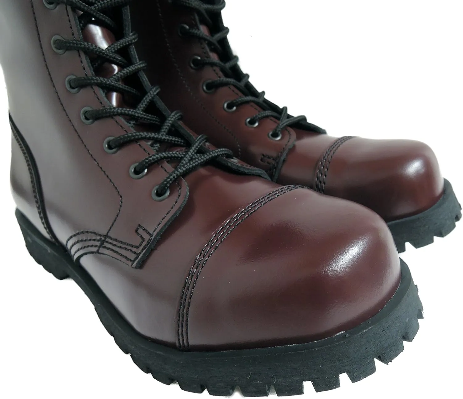Boots & Braces England Mens 20 Eye Oxblood Steel Toe Rangers