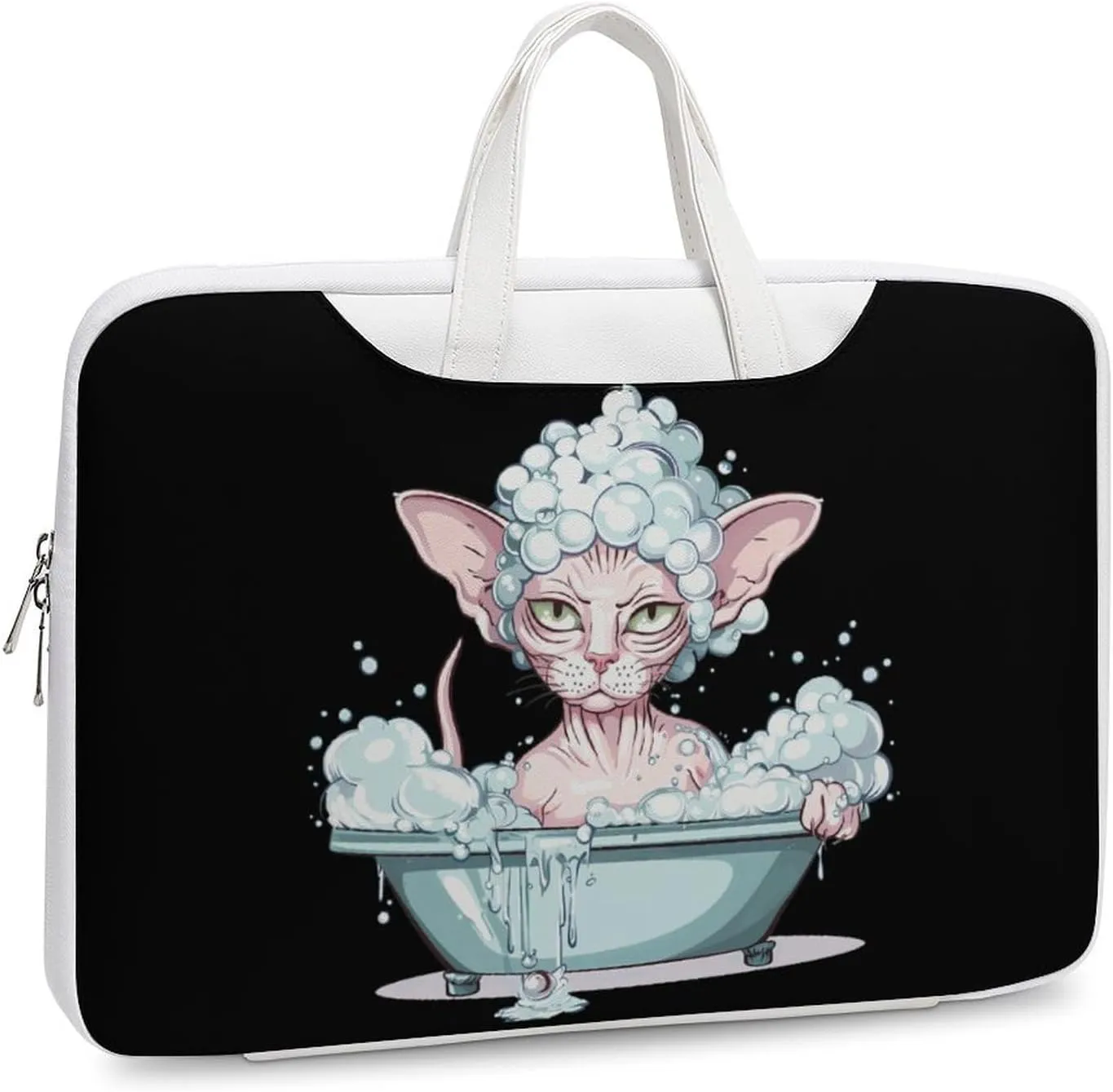 Bubble Bath Sphynxs Cat Laptop Tote Bag Waterproof Computer Carrying Case Business Office Briefcase