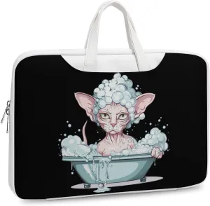 Bubble Bath Sphynxs Cat Laptop Tote Bag Waterproof Computer Carrying Case Business Office Briefcase