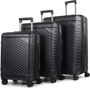 Bugatti Oslo Collection 3 Piece Hard Shell Luggage Set, Polycarbonate Expandable Suitcases with 360-Degree Spinner Wheels, 20 Inch Carry On, 24 Inch Mid-size, 28 Inch Large Bags, Navy