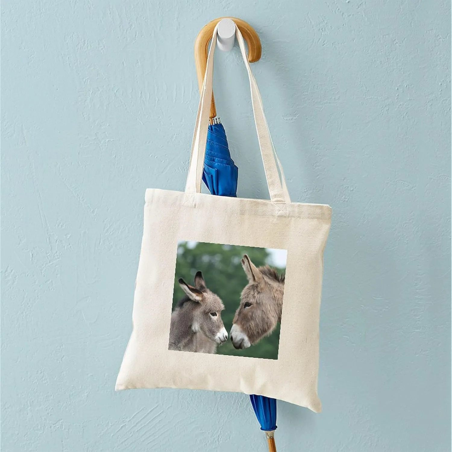 CafePress Donkey Clock Tote Bag Reusable Natural Beige Canvas Shopping Bag