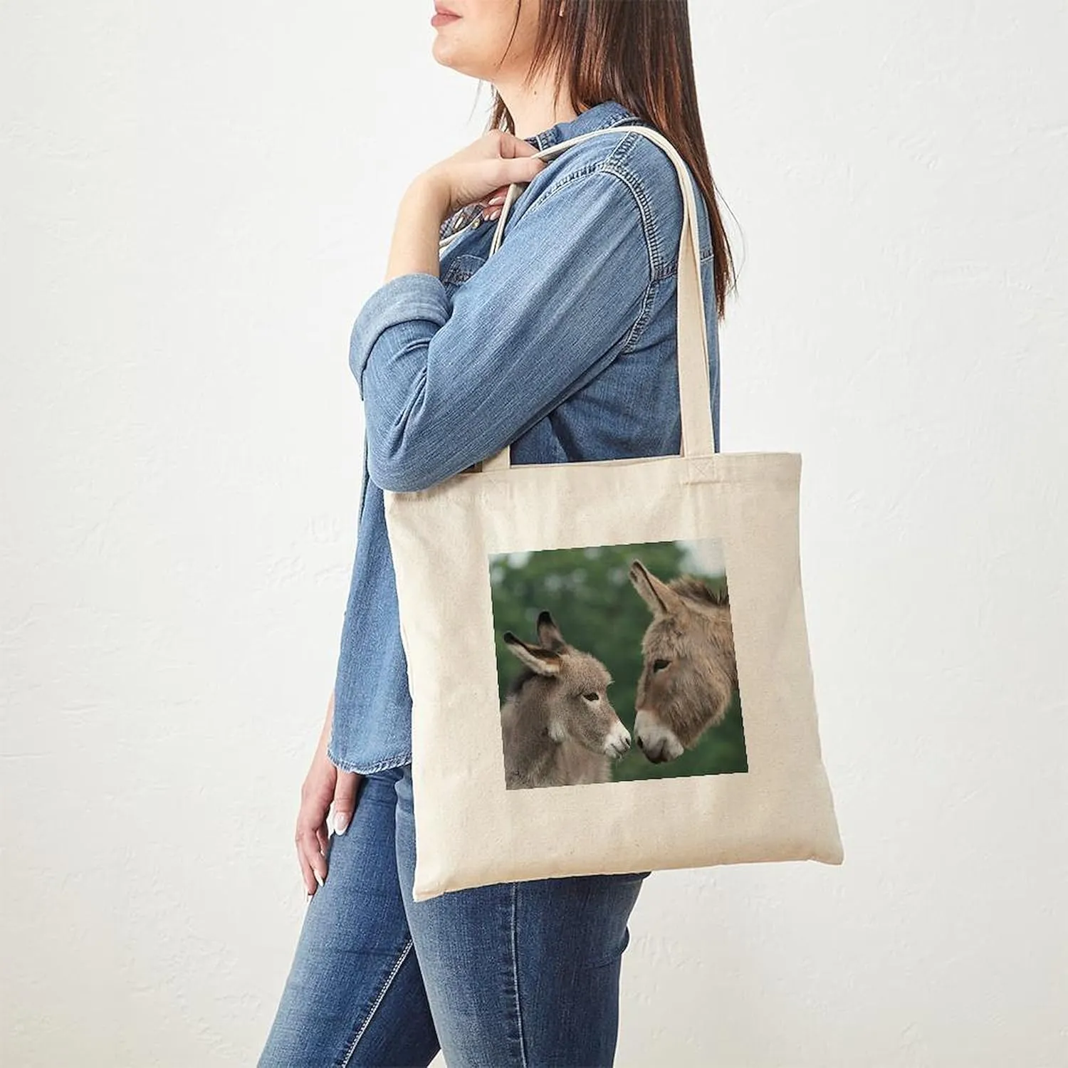 CafePress Donkey Clock Tote Bag Reusable Natural Beige Canvas Shopping Bag
