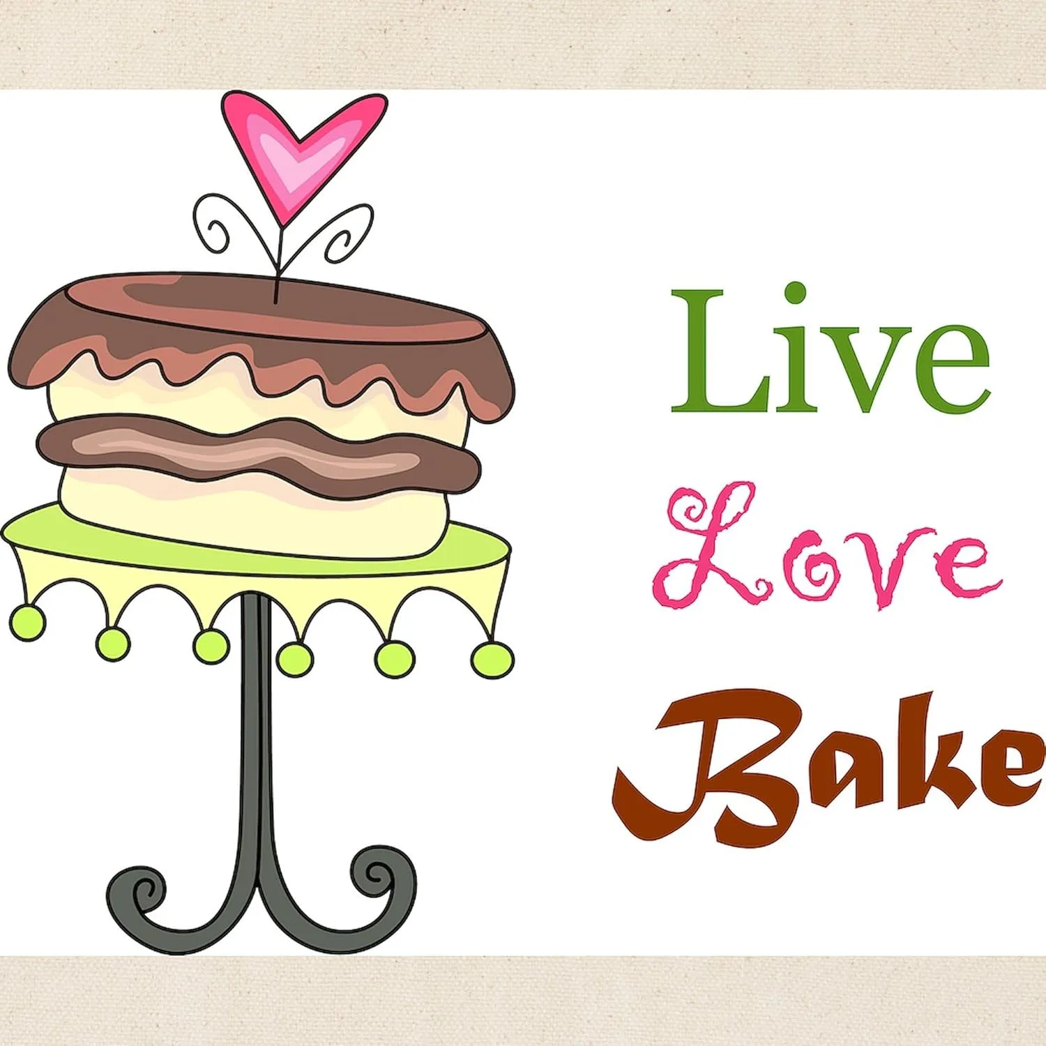 CafePress Live Love Bake Tote Bag Reusable Natural Beige Canvas Shopping Bag