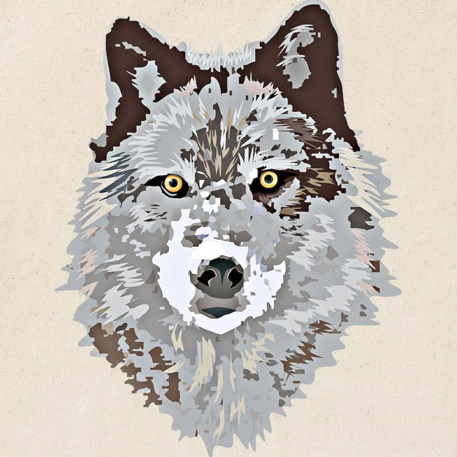 CafePress Stylized Grey Wolf Tote Bag Reusable Natural Beige Canvas Shopping Bag