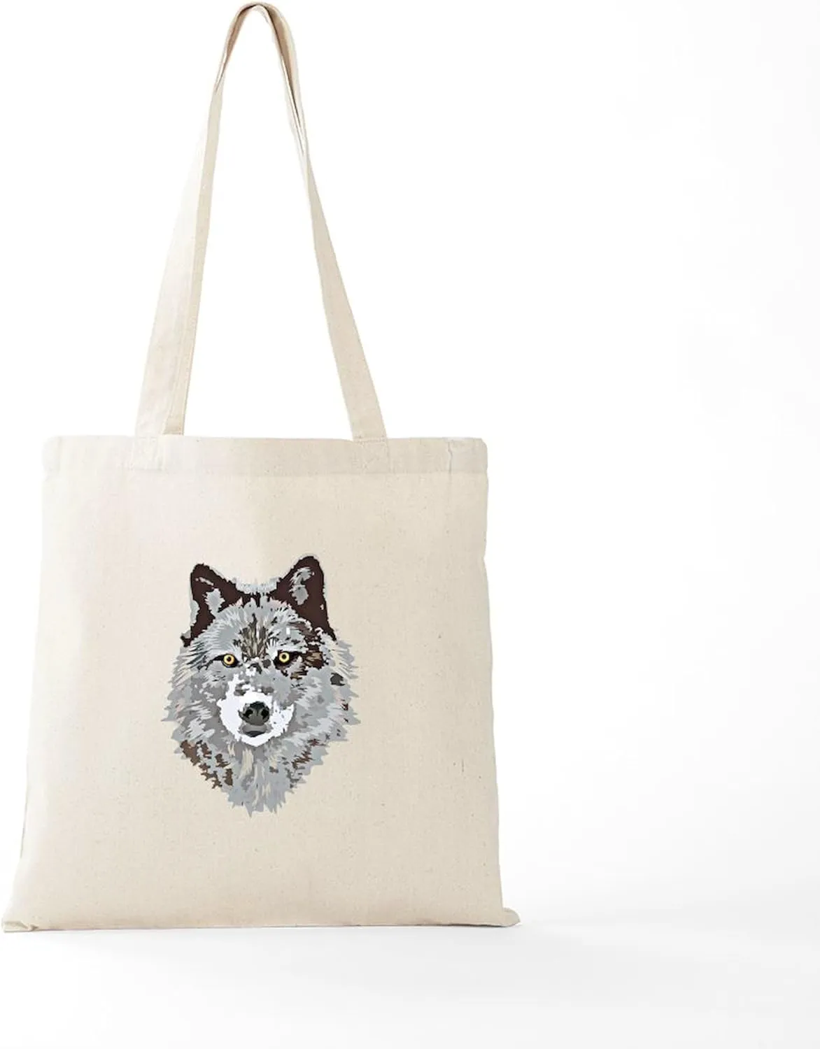 CafePress Stylized Grey Wolf Tote Bag Reusable Natural Beige Canvas Shopping Bag