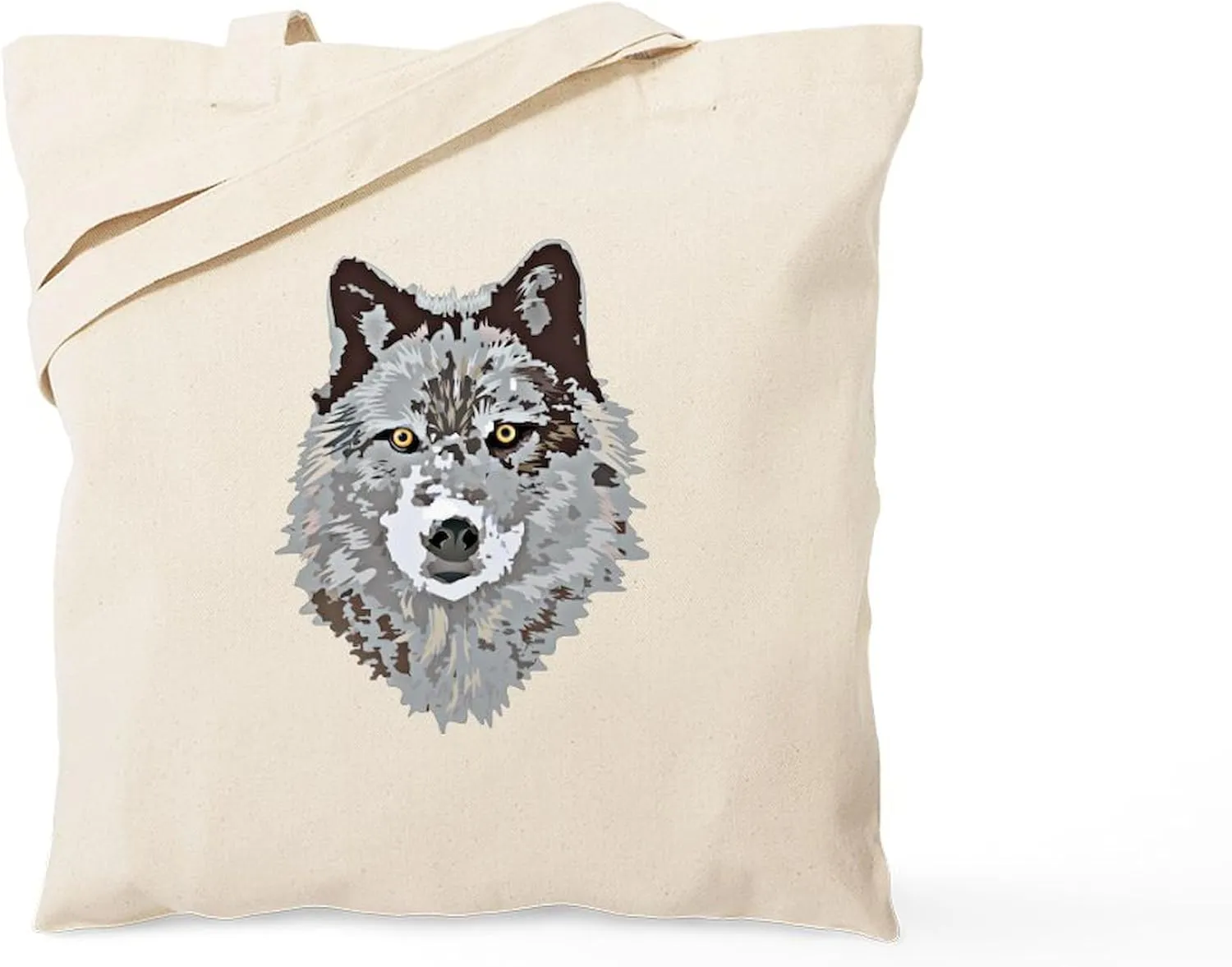 CafePress Stylized Grey Wolf Tote Bag Reusable Natural Beige Canvas Shopping Bag