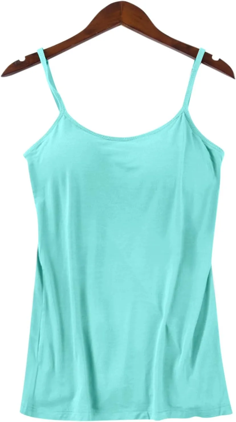 Camisole Tops for Women Built in Bra Adjustable Spaghetti Strap Workout Yoga Shirts Basic Shelf Bra Tank Tops