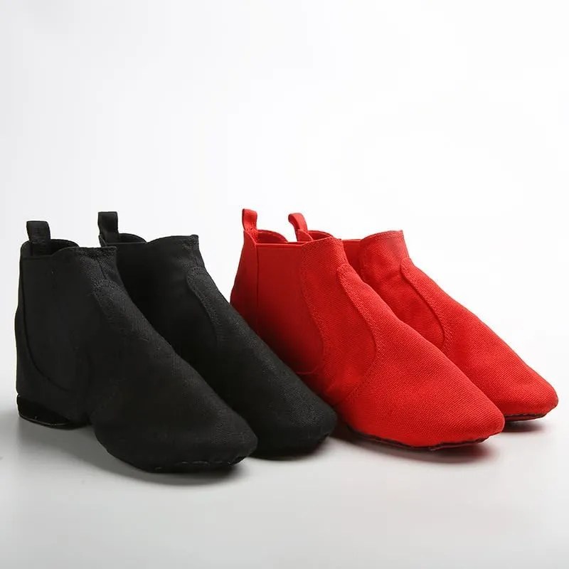 Canvas Jazz Shoes for Women Slip-on Jazz Dancing Boots with Elastic