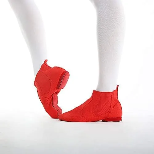 Canvas Jazz Shoes for Women Slip-on Jazz Dancing Boots with Elastic