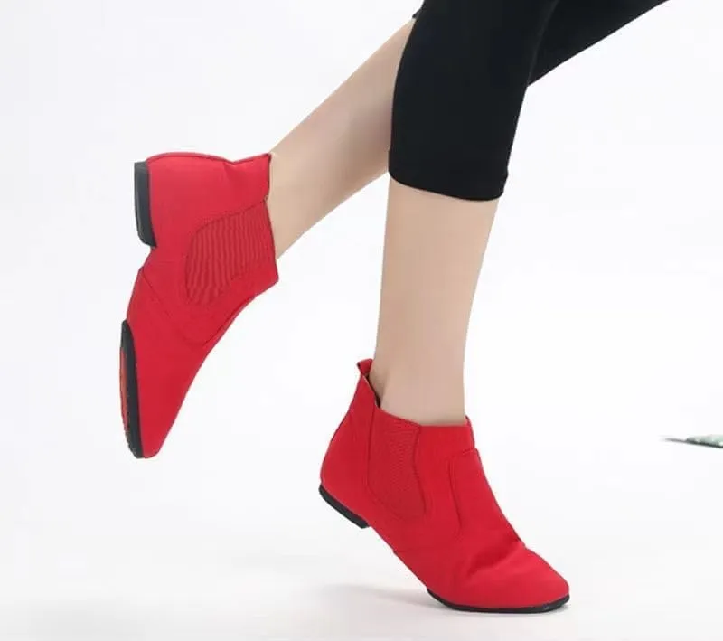 Canvas Jazz Shoes for Women Slip-on Jazz Dancing Boots with Elastic