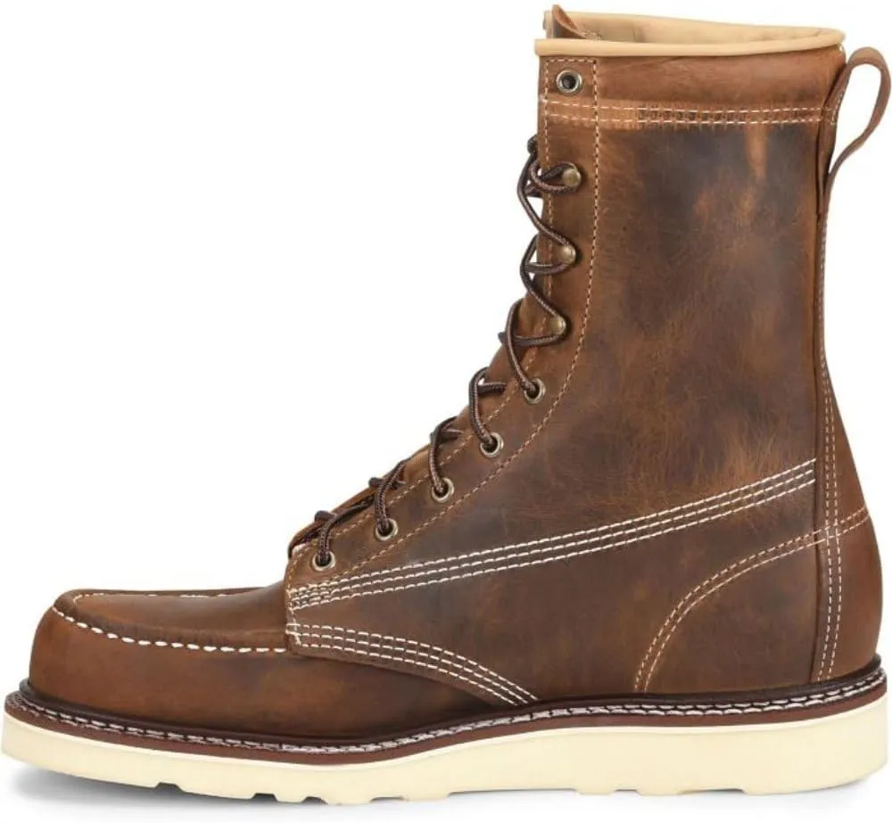 Carolina AMP USA 8" Soft Moc Toe Work Boots for Men - USA Made, Old Town Folklore Leather Upper, Oil & Slip Resistant Outsole, Poron Insole