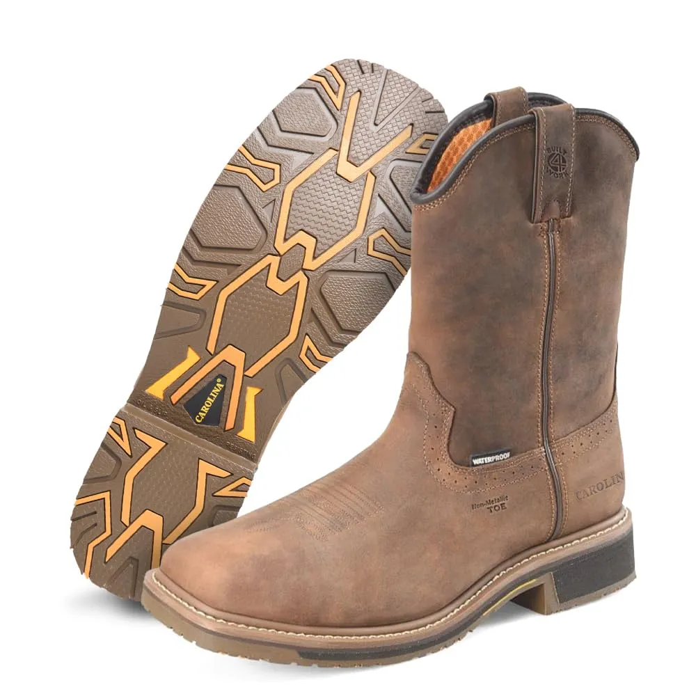 Carolina Anchor 10" Composite Toe Waterproof Roper Work Boots for Men - Leather Upper, Mesh Lining, Slip-Resistant Rubber Heel Outsole, EH-Rated, Brown - 11 2E