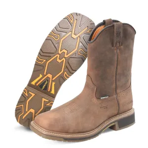 Carolina Anchor 10" Composite Toe Waterproof Roper Work Boots for Men - Leather Upper, Mesh Lining, Slip-Resistant Rubber Heel Outsole, EH-Rated, Brown - 11 2E