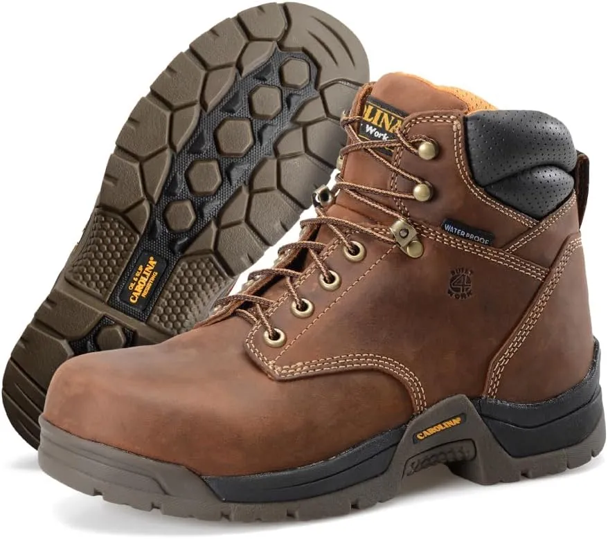 Carolina Bruno Lo 6" Composite Toe Waterproof Work Boots for Men - Cushion Insole, AG7 Footbed, and Oil- and Slip-Resistant Rubber Outsole, EH-Rated