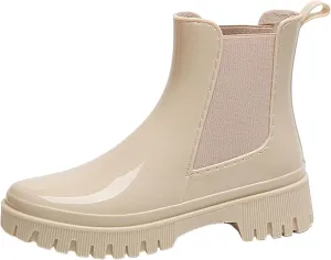 Cathalem Ankle Rain Boots for Women Waterproof Chelsea Rain Boots Rubber Boots Short Boots Anti Slip Lightweight Work Booties
