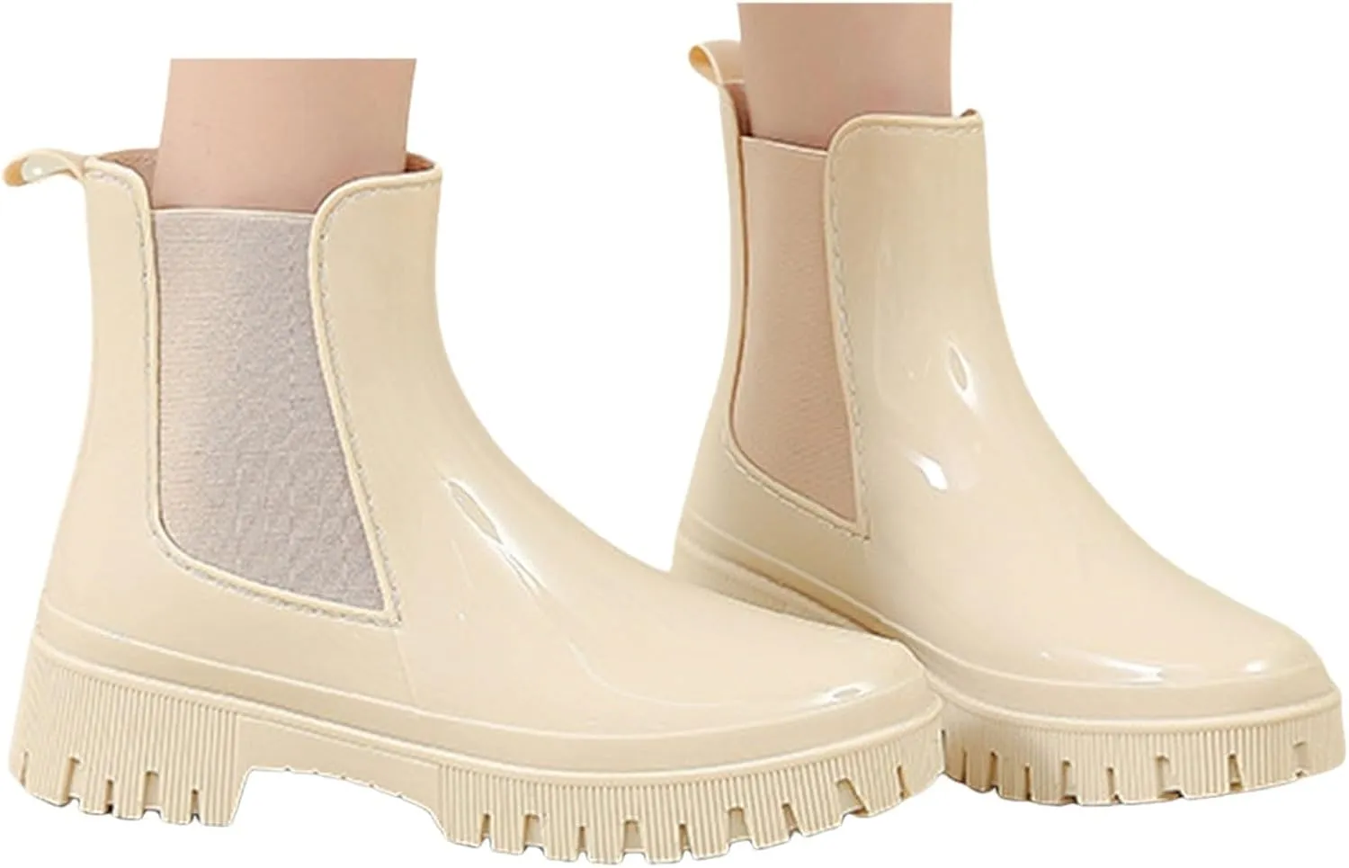 Cathalem Ankle Rain Boots for Women Waterproof Chelsea Rain Boots Rubber Boots Short Boots Anti Slip Lightweight Work Booties