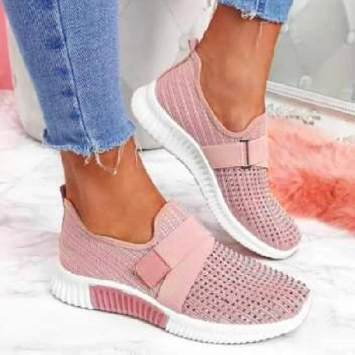 Cathalem Gym Shoes for Women Workout Memory Foam Walking Shoes Running Classic Slip On Athletic Tennis Sneakers