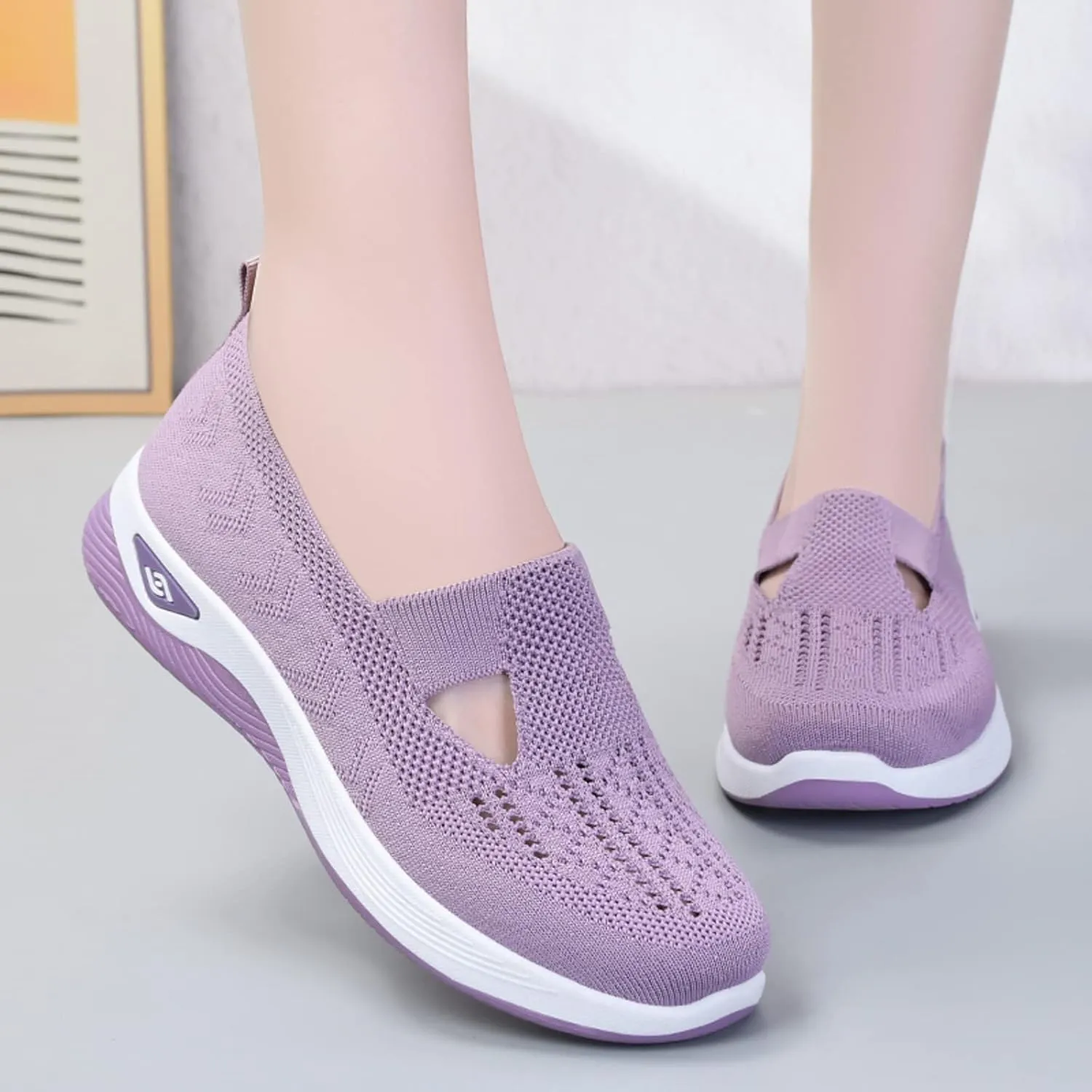 Cathalem Orthopedic Shoes for Women Walking Slip on Diabetic Foam Shoes Hands Free Slip in Sneakers Arch Support