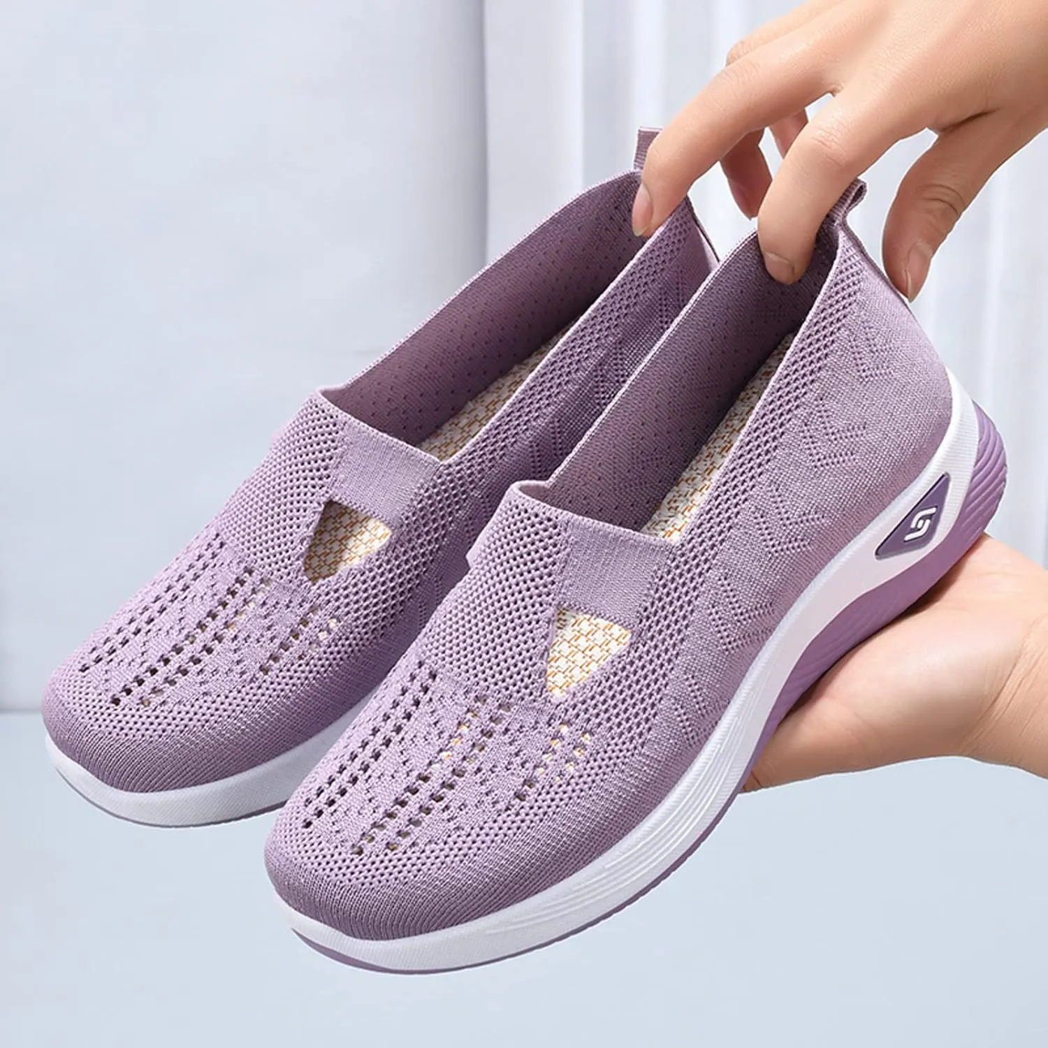 Cathalem Orthopedic Shoes for Women Walking Slip on Diabetic Foam Shoes Hands Free Slip in Sneakers Arch Support